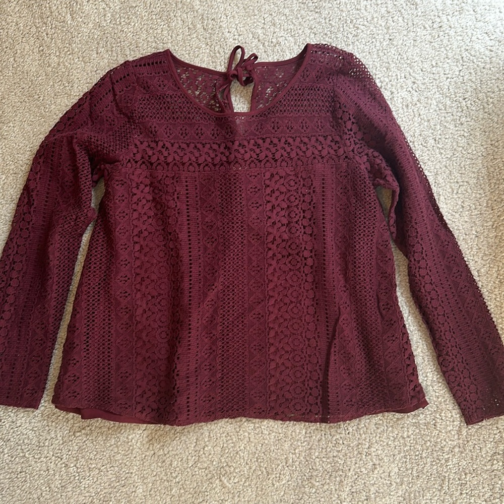 Maroon lace blouse